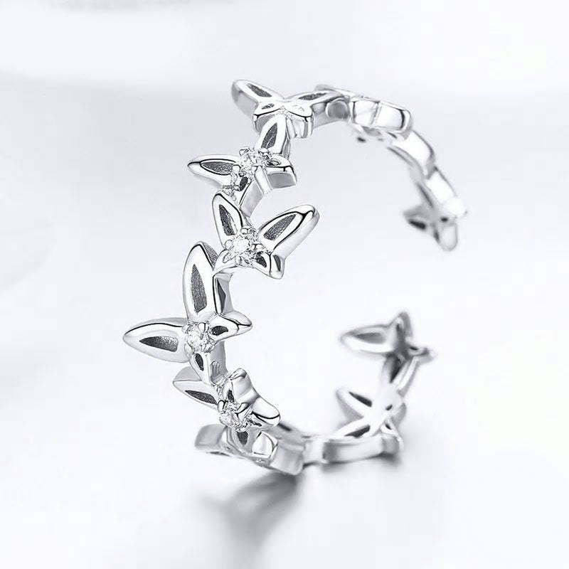 Sterling Silver Dancing Butterfly Adjustable Hypoallergenic Ring