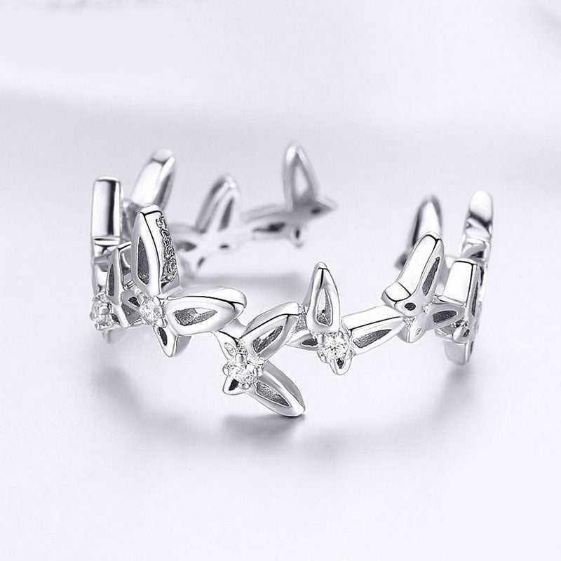 Sterling Silver Dancing Butterfly Adjustable Hypoallergenic Ring