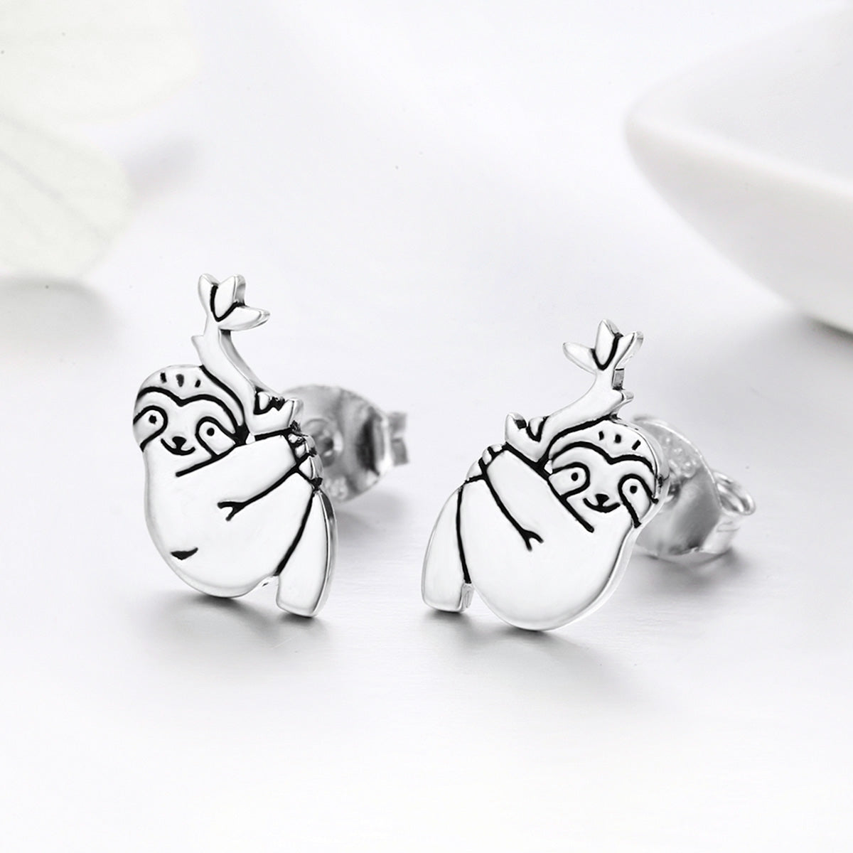 Sterling Silver Sloth Hypoallergenic Earrings