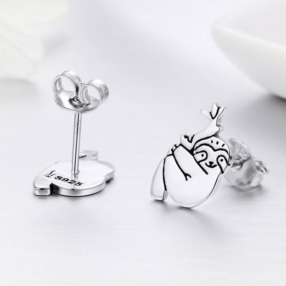 Sterling Silver Sloth Hypoallergenic Earrings
