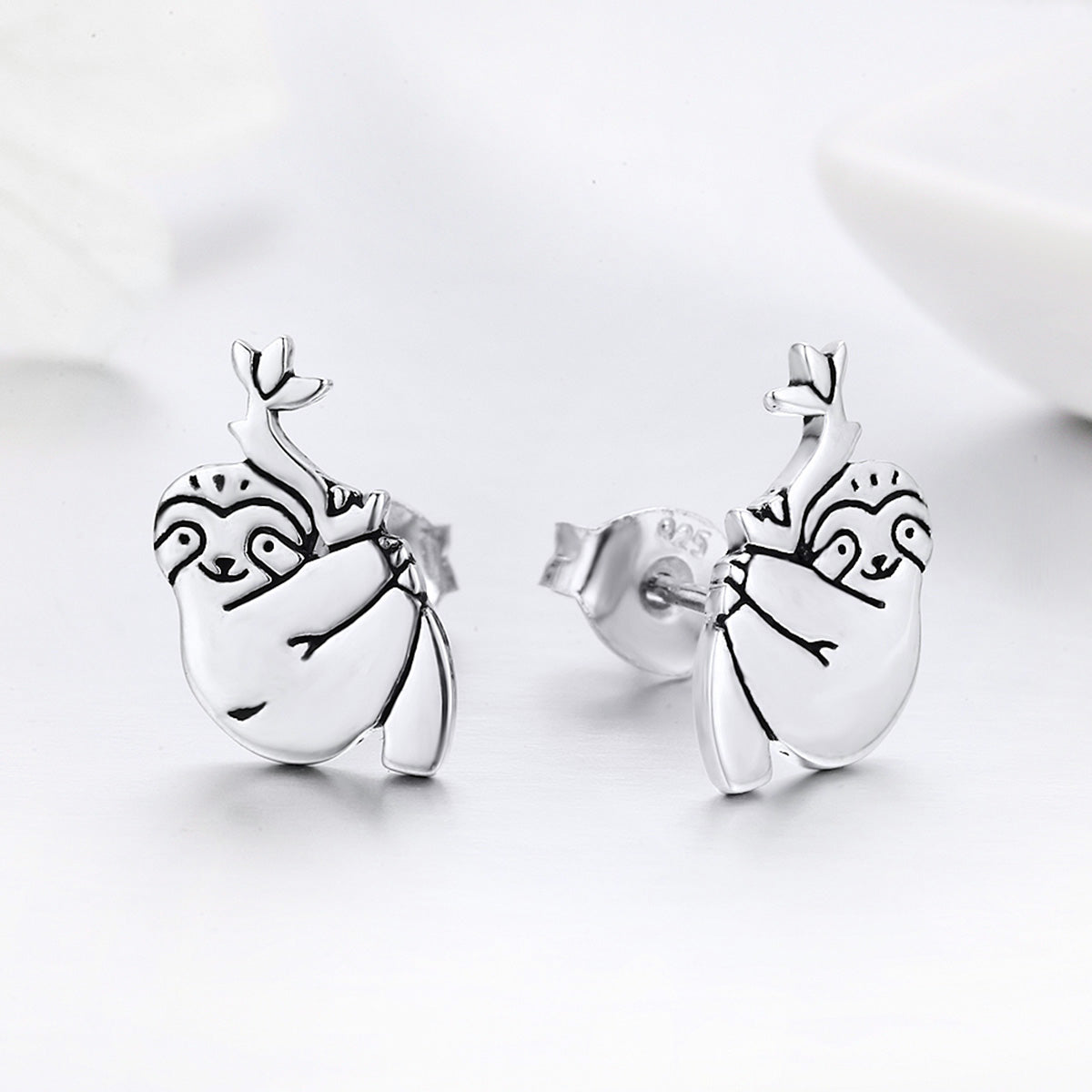 Sterling Silver Sloth Hypoallergenic Earrings