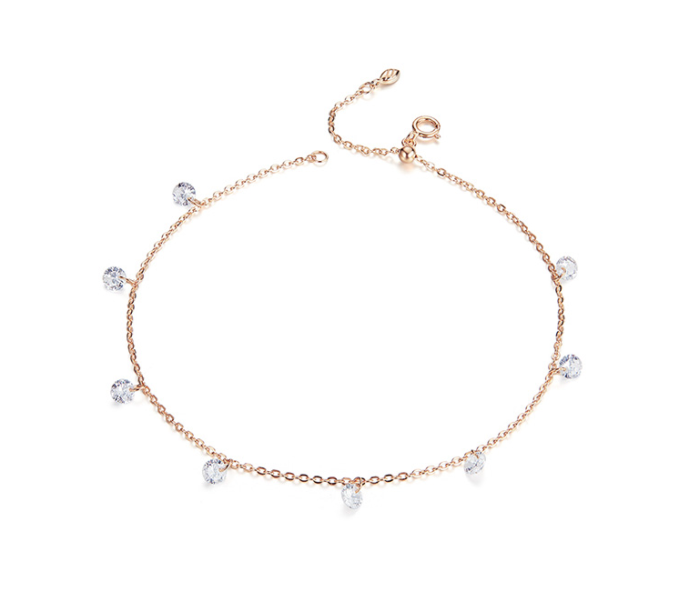 Sterling Silver Cubic Zirconia Hypoallergenic Anklet