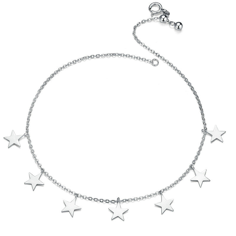 Sterling Silver Bright Stars Hypoallergenic Anklet