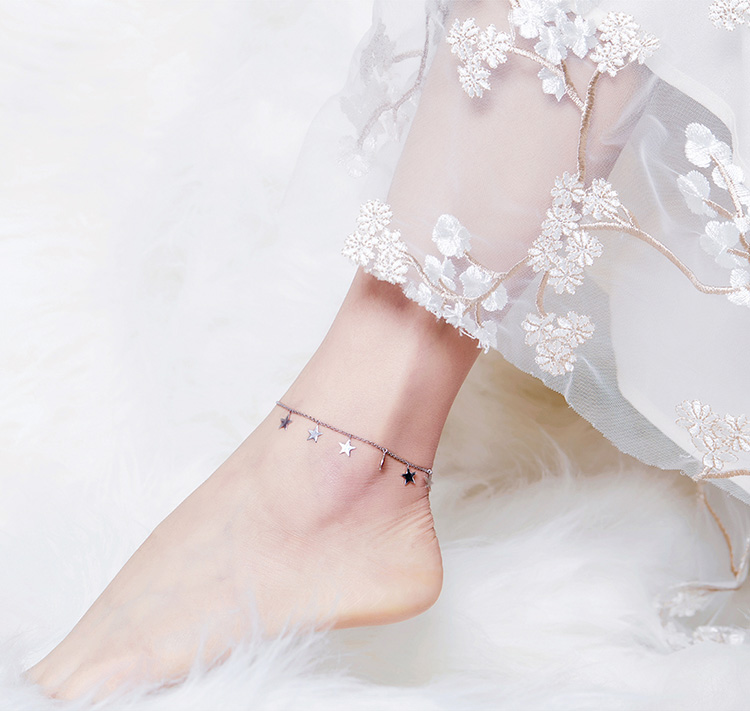 Sterling Silver Bright Stars Hypoallergenic Anklet