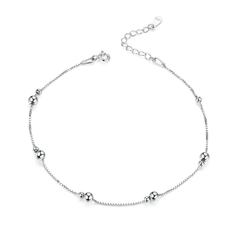 Sterling Silver Beaded Hypoallergenic Anklet