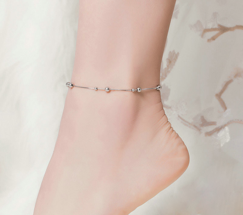 Sterling Silver Beaded Hypoallergenic Anklet