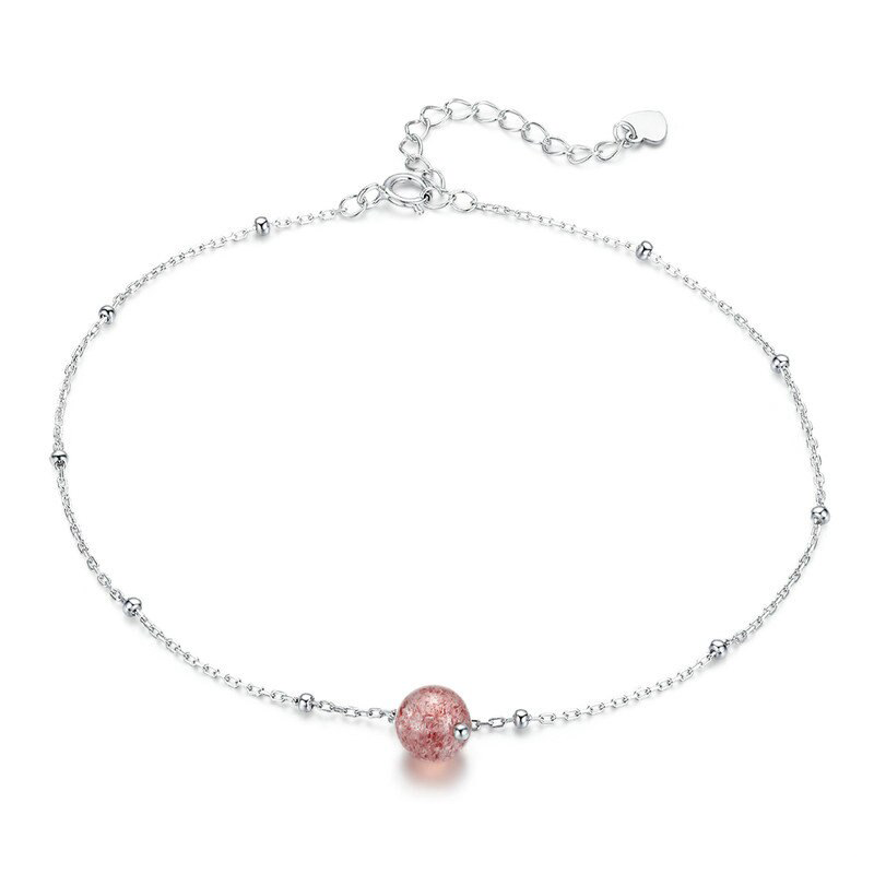 Sterling Silver Beads & Crystal Hypoallergenic Anklet