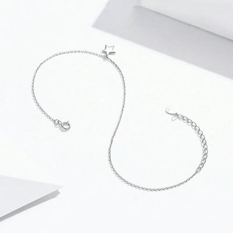 Sterling Silver Simple Star Hypoallergenic Anklet