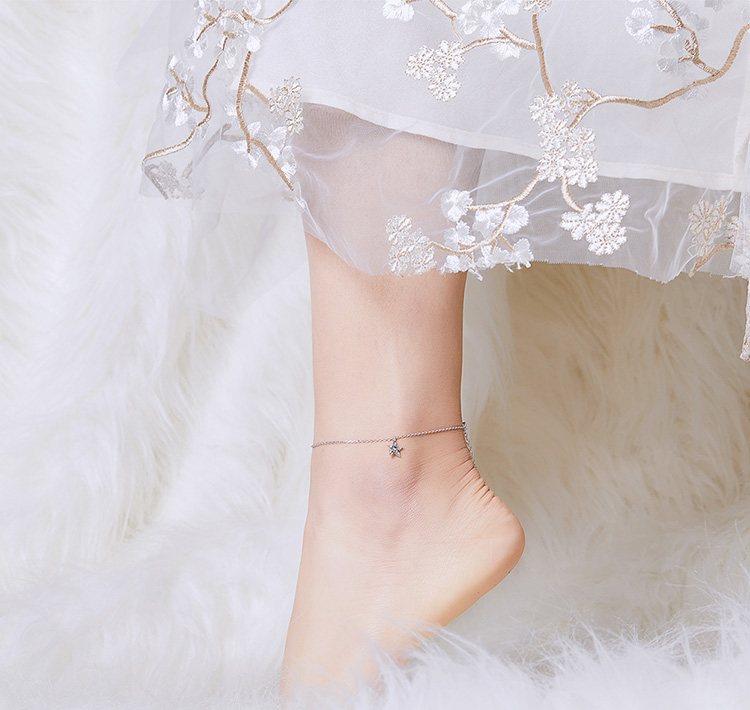 Sterling Silver Simple Star Hypoallergenic Anklet