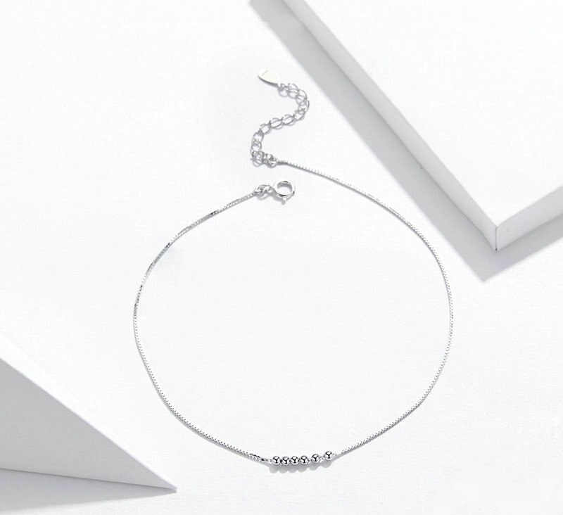 Sterling Silver Bead Cluster Hypoallergenic Anklet