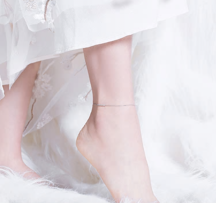 Sterling Silver Bead Cluster Hypoallergenic Anklet