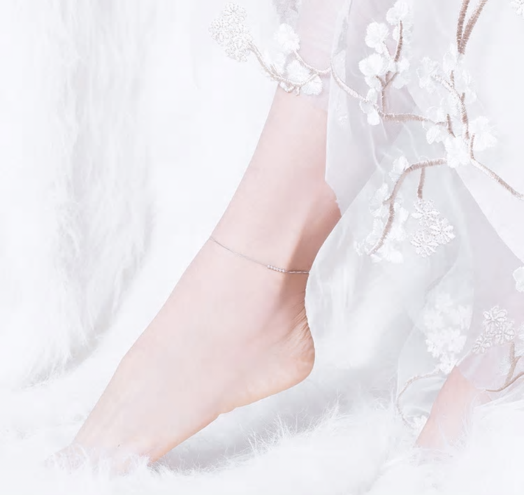 Sterling Silver Bead Cluster Hypoallergenic Anklet