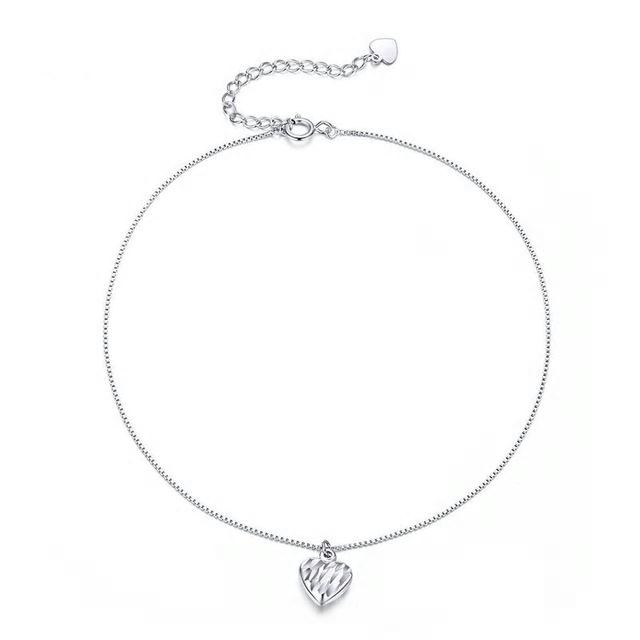 Sterling Silver Simple Heart Hypoallergenic Anklet