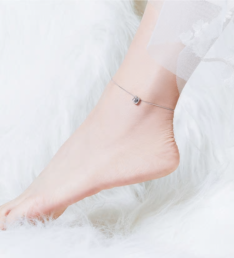 Sterling Silver Simple Heart Hypoallergenic Anklet