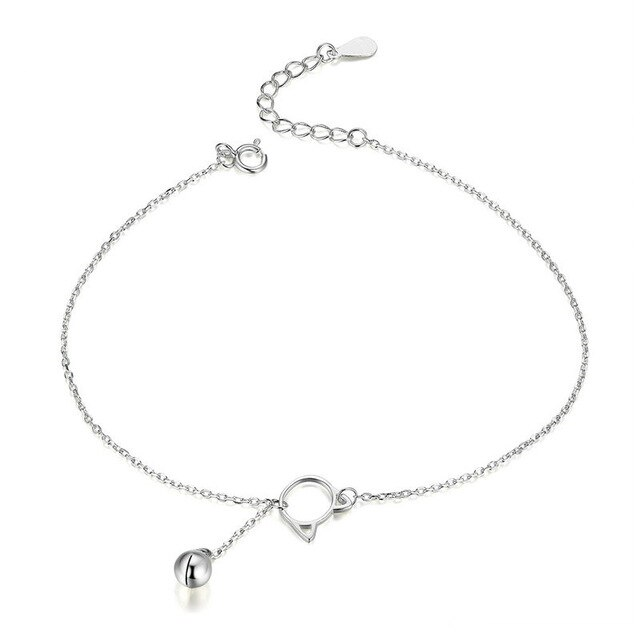 Sterling Silver Kitten & Bell Hypoallergenic Anklet