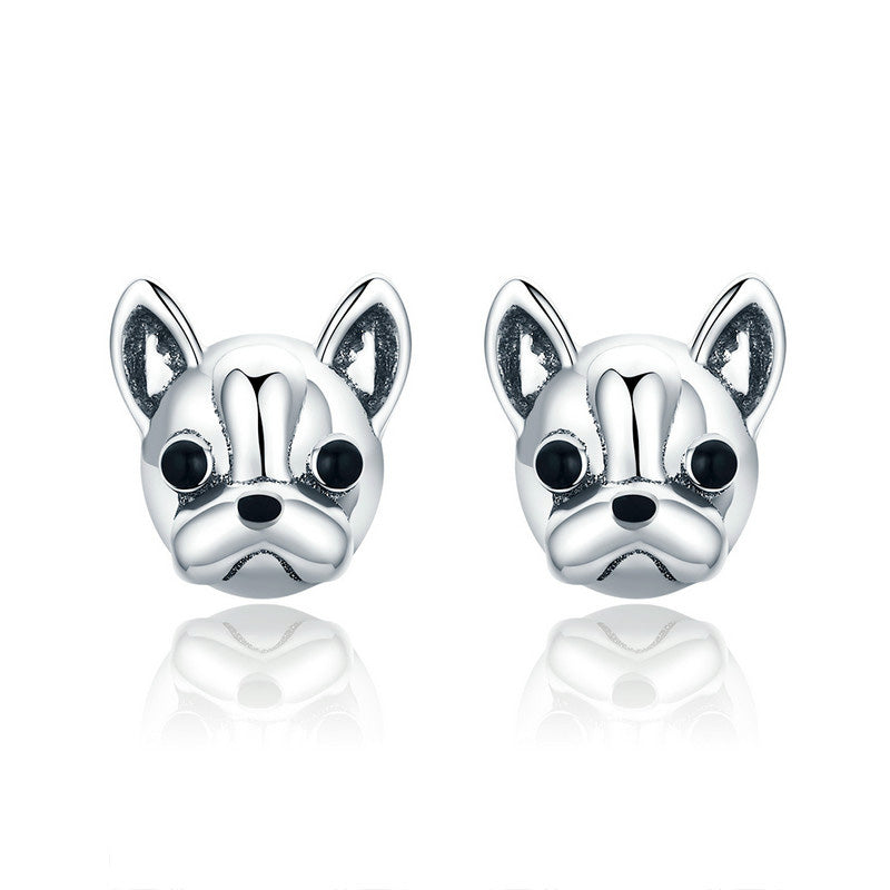 Sterling Silver French Bulldog Dog Stud Hypoallergenic Earrings