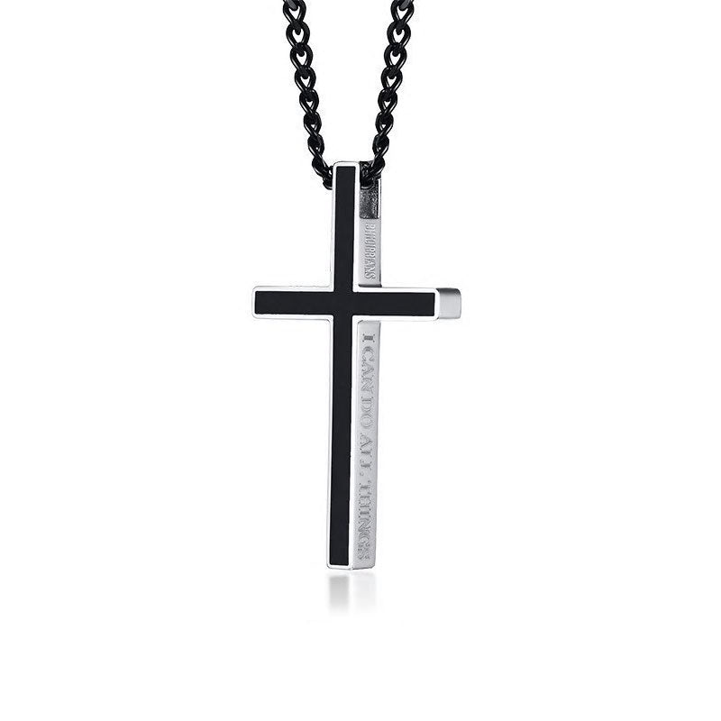 Stainless Steel 'I Can Do All Things' Philippians 4:13 Cross Necklace