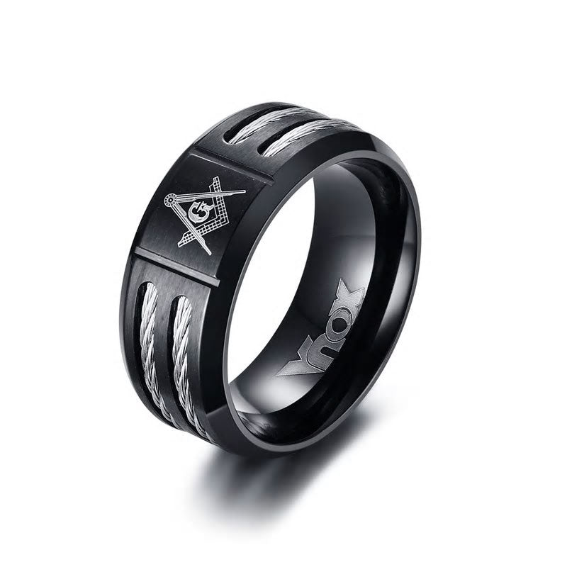 Stainless Steel Masonic Black Ring