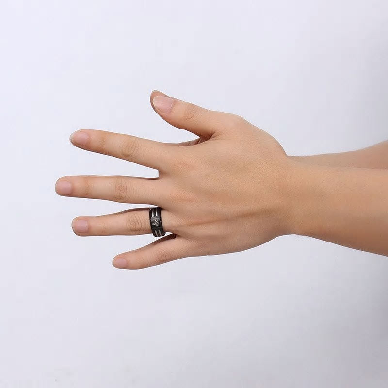 Stainless Steel Masonic Black Ring