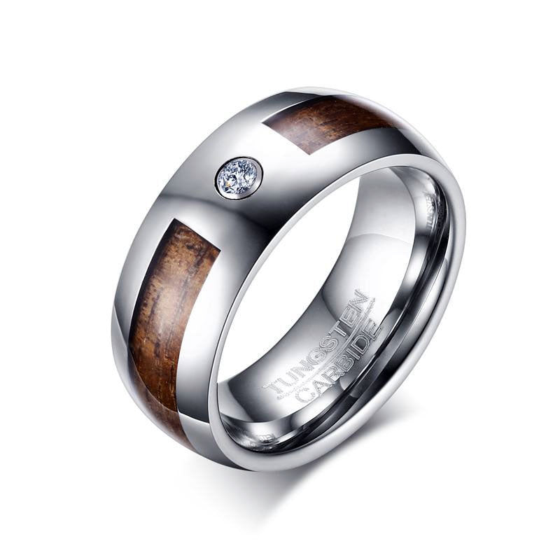 Tungsten Carbide Mahogany Wood Grain Ring