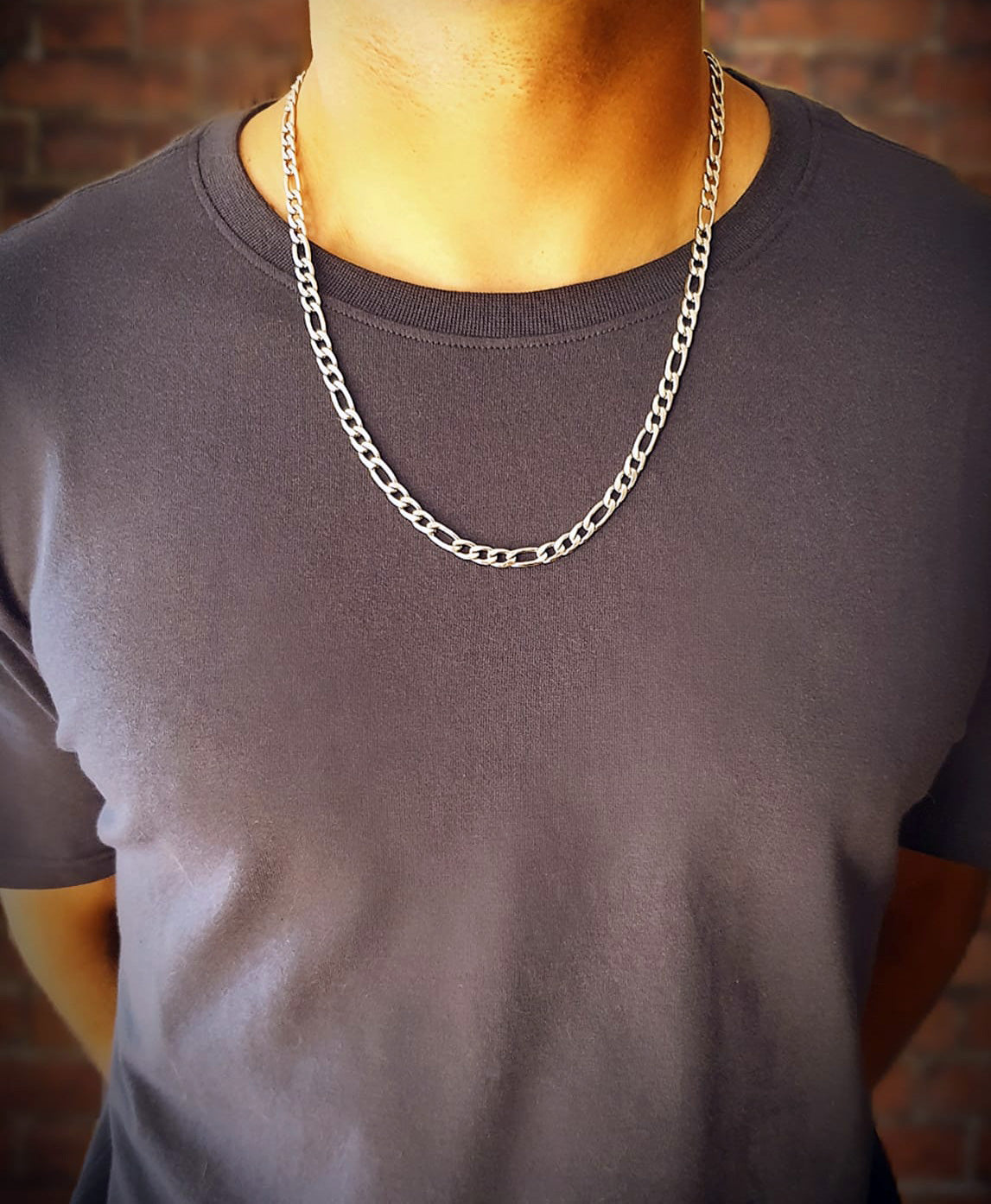 Stainless Steel Figaro Chain Necklace