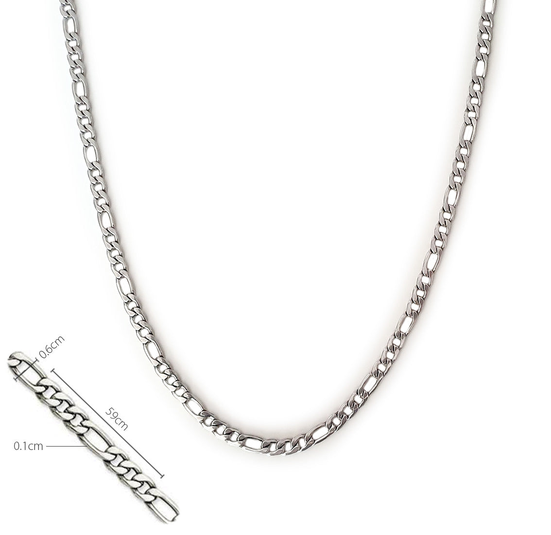 Stainless Steel Figaro Chain Necklace
