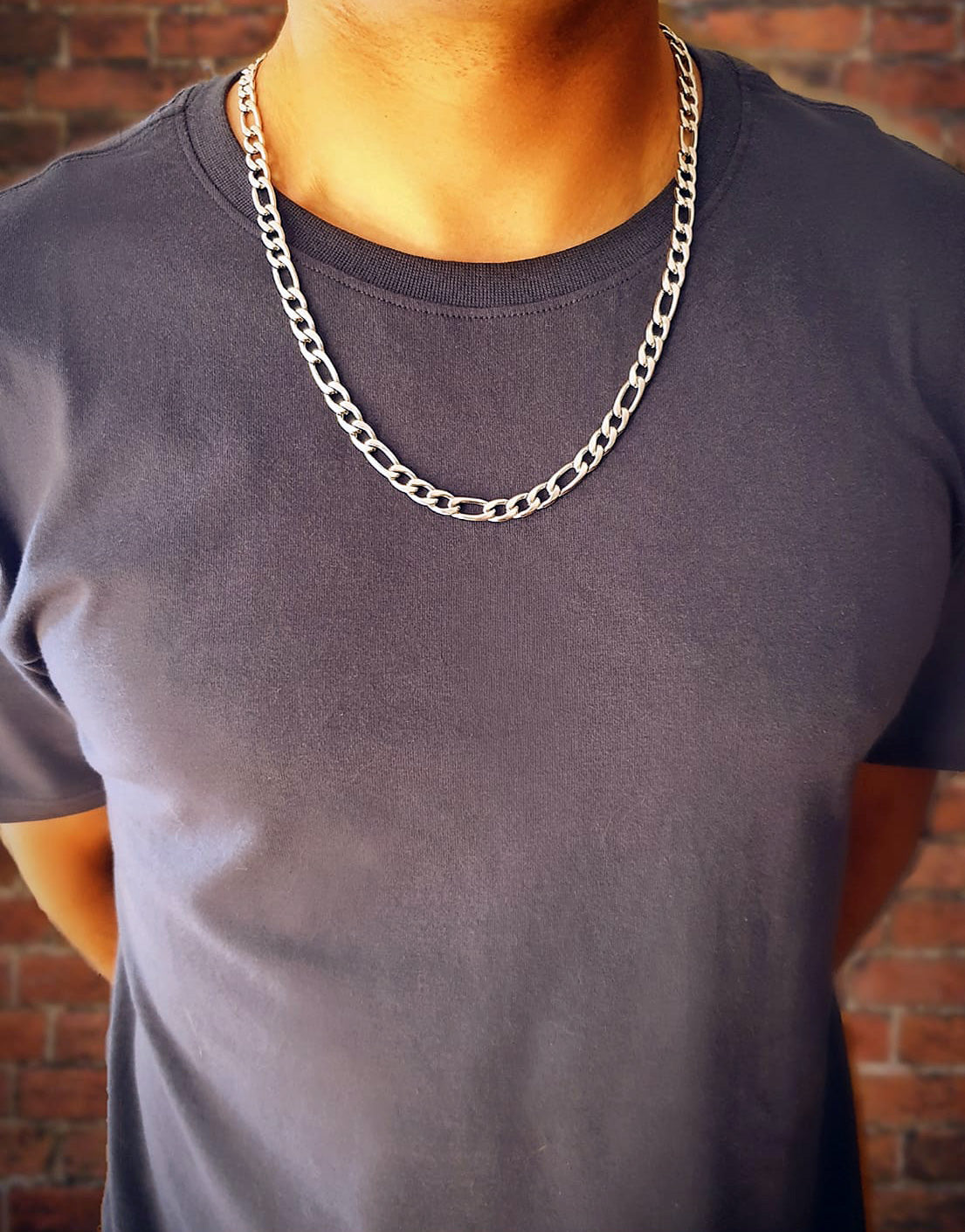 Stainless Steel Figaro Chain Necklace