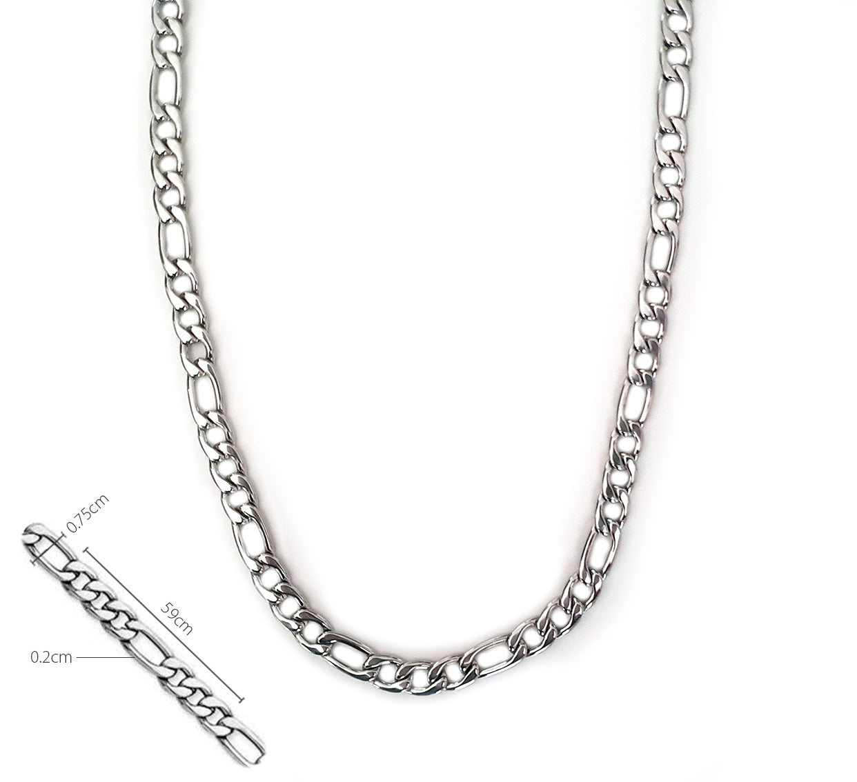 Stainless Steel Figaro Chain Necklace