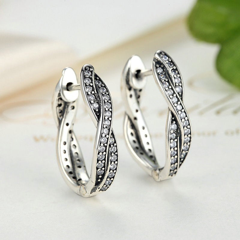 Sterling Silver Twist Huggie Hypoallergenic Earrings