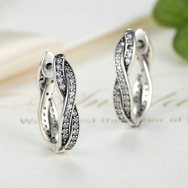 Sterling Silver Twist Huggie Hypoallergenic Earrings