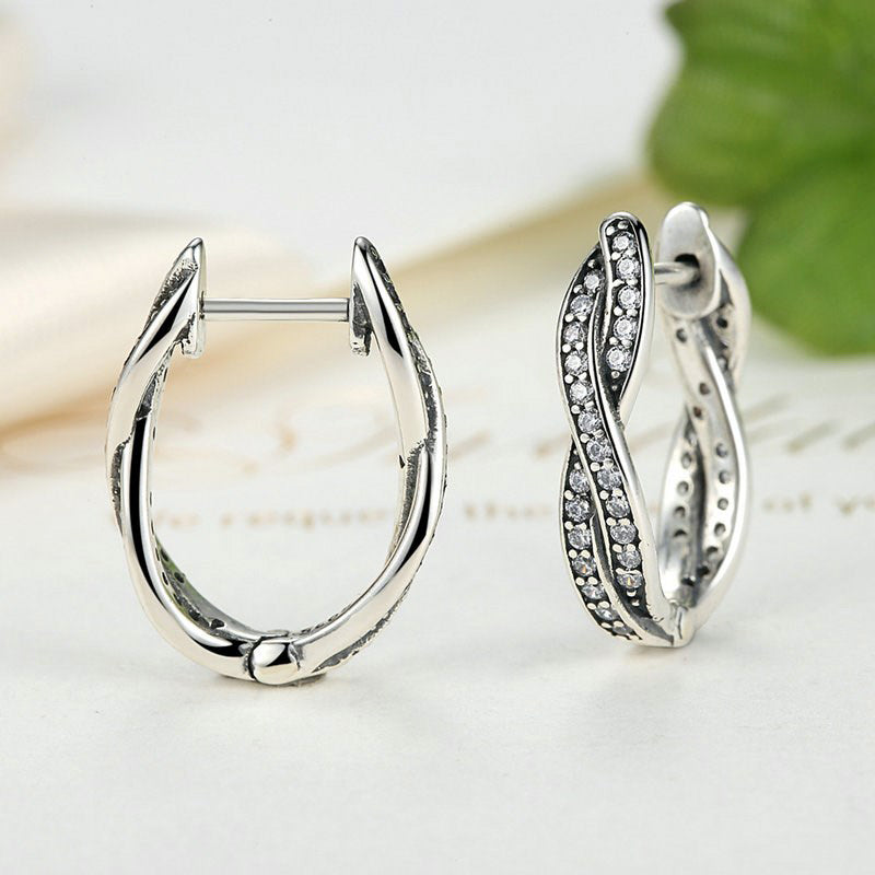 Sterling Silver Twist Huggie Hypoallergenic Earrings