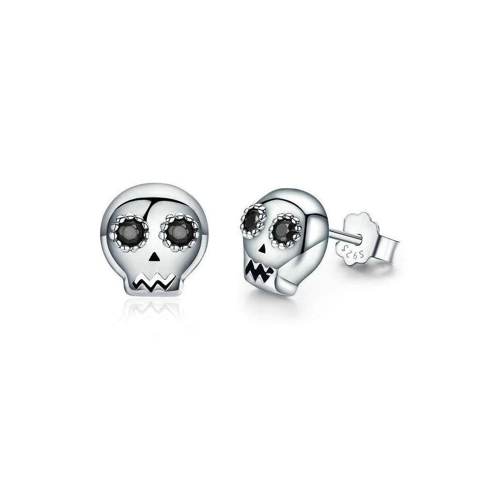 Sterling Silver Skull Stud Hypoallergenic Earrings