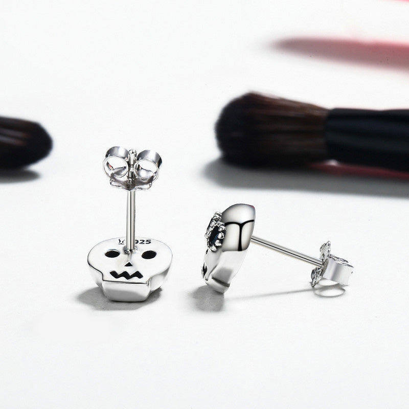 Sterling Silver Skull Stud Hypoallergenic Earrings