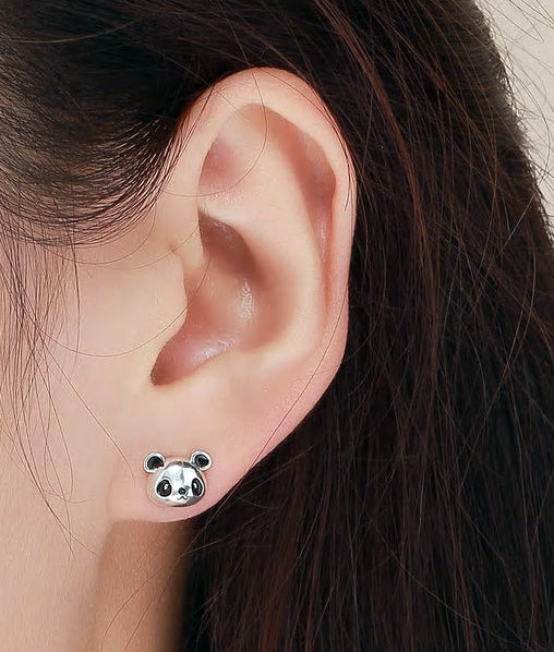Sterling Silver Panda Stud Hypoallergenic Earrings