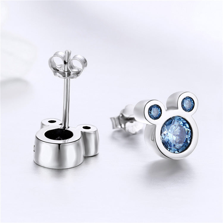 Sterling Silver Mickey Stud Hypoallergenic Earrings