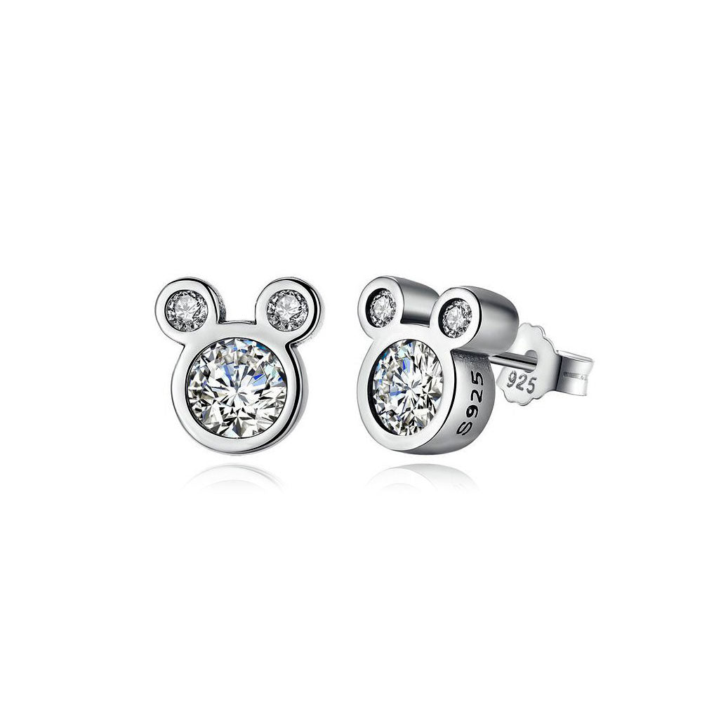 Sterling Silver Mickey Stud Hypoallergenic Earrings