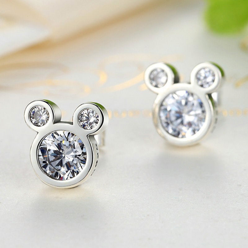Sterling Silver Mickey Stud Hypoallergenic Earrings