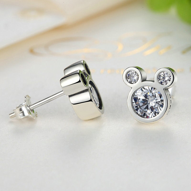 Sterling Silver Mickey Stud Hypoallergenic Earrings