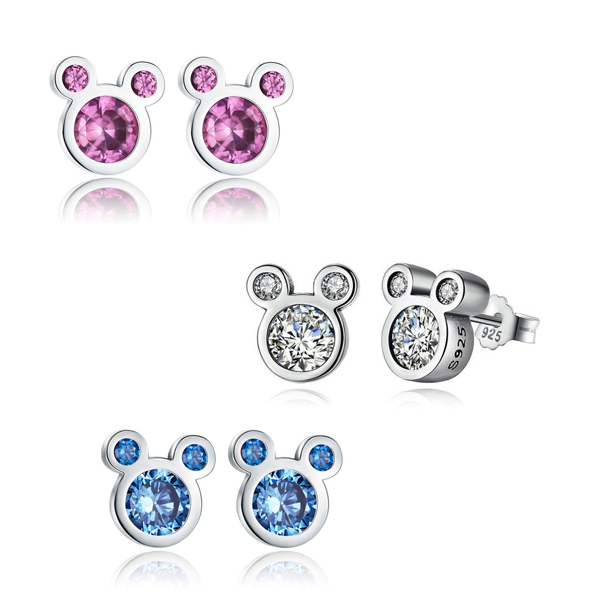 Sterling Silver Mickey Stud Hypoallergenic Earrings
