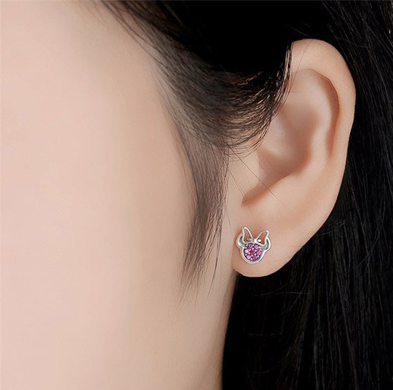 Sterling Silver Minnie Stud Hypoallergenic Earrings