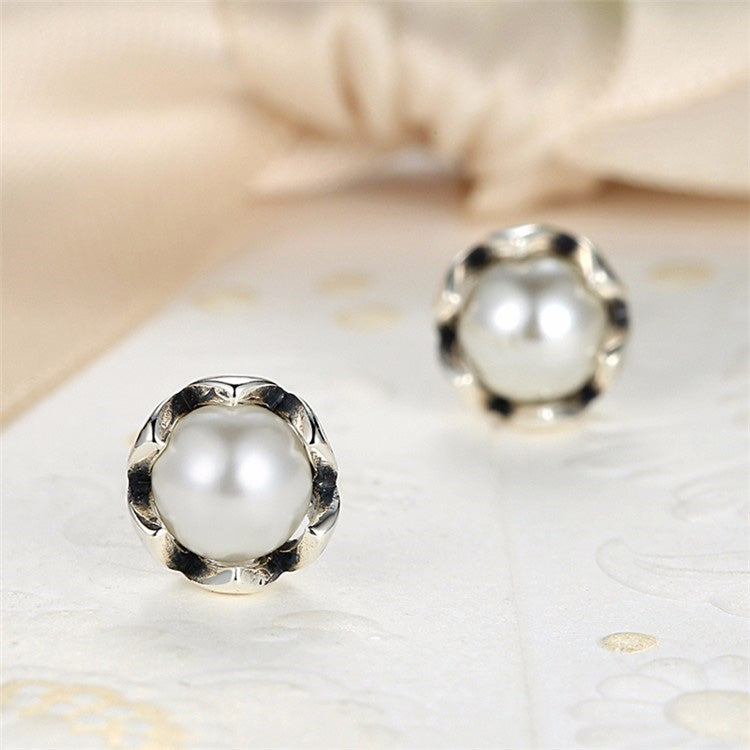 Sterling Silver Flower Bud & Pearl Hypoallergenic Earrings
