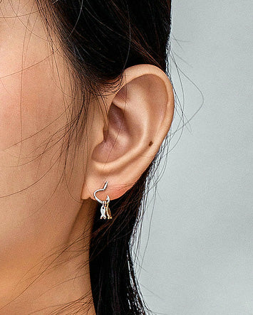 Sterling Silver Fish On A Hook Stud Hypoallergenic Earrings