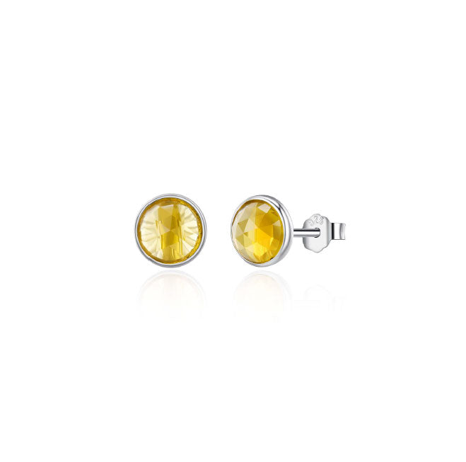 Sterling Silver Round Stone Droplet Stud Hypoallergenic Earrings
