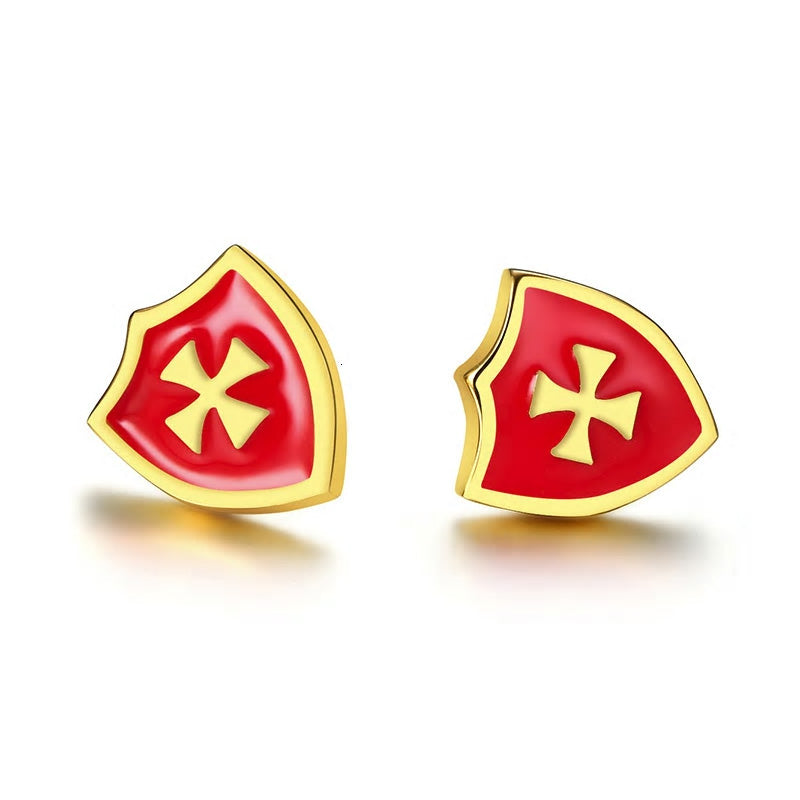 Stainless Steel Crusader Shield Earrings