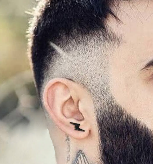 Stainless Steel Lightning Bolt Screw Stud Earrings