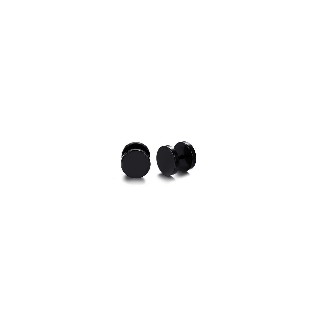 Stainless Steel Black Screw Stud Earrings
