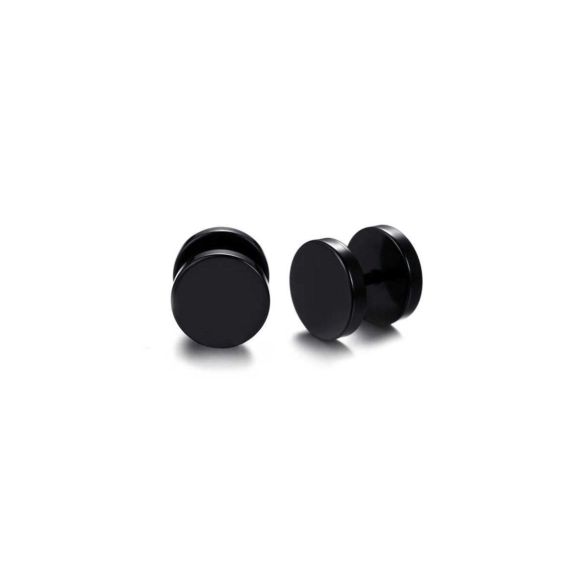 Stainless Steel Black Screw Stud Earrings