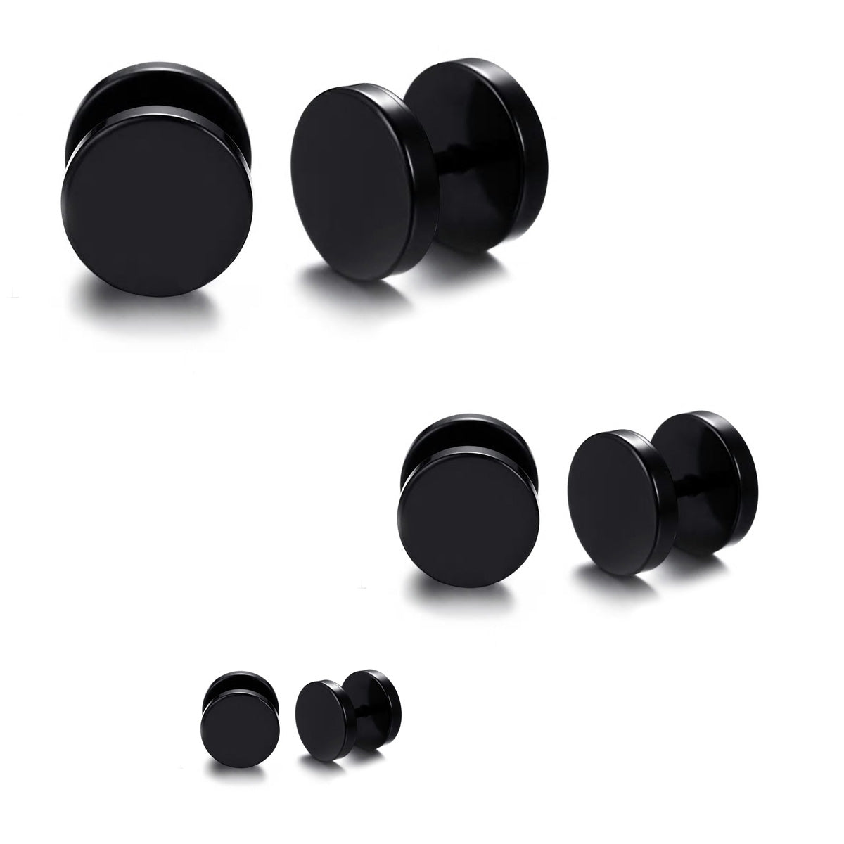 Stainless Steel Black Screw Stud Earrings