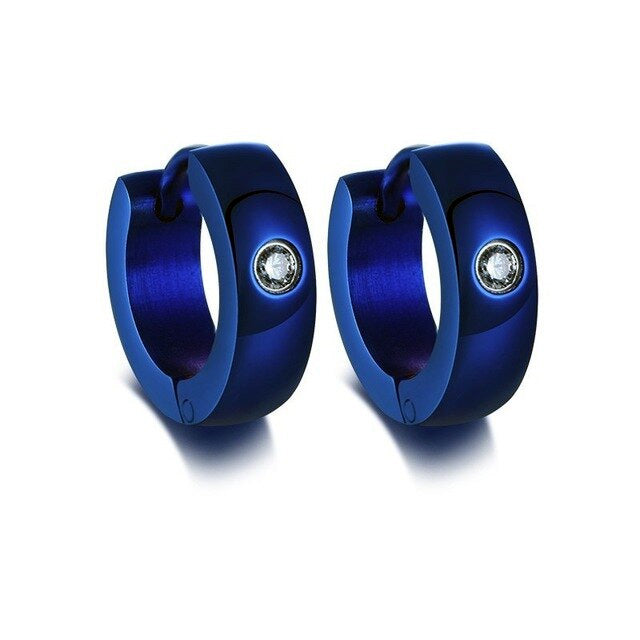 Stainless Steel Small Single Cubic Zirconia Huggie Earrings - Various