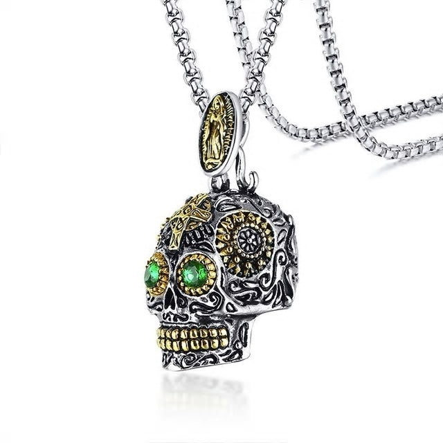 Stainless Steel Mexican Sugar Skull Necklace